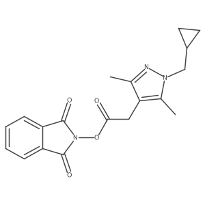 1,3-dioxo-2,3-dihydro-1H-isoindol-2-yl 2-[1-(cyclopropylmethyl)-3,5-dimethyl-1H-pyrazol-4-yl]acetate结构式