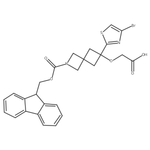 2-{[6-(4-bromo-1,3-thiazol-2-yl)-2-{[(9H-fluoren-9-yl)methoxy]carbonyl}-2-azaspiro[3.3]heptan-6-yl]oxy}acetic acid Structure