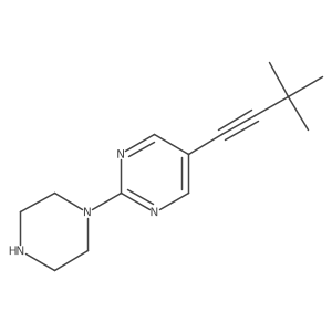 5-(3,3-Dimethylbut-1-yn-1-yl)-2-(piperazin-1-yl)pyrimidine结构式