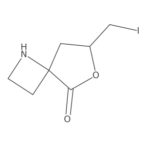 7-(Iodomethyl)-6-oxa-1-azaspiro[3.4]octan-5-one结构式