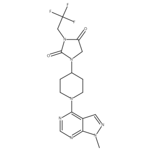 1-(1-{1-methyl-1H-pyrazolo[3,4-d]pyrimidin-4-yl}piperidin-4-yl)-3-(2,2,2-trifluoroethyl)imidazolidine-2,4-dione结构式