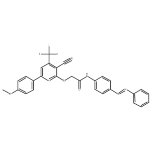 Acetamide, 2-[[3-cyano-6-(4-methoxyphenyl)-4-(trifluoromethyl)-2-pyridinyl]thio]-N-[4-(2-phenyldiazenyl)phenyl]- Structure
