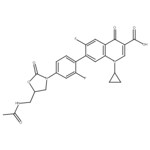 7-[4-[(5S)-5-[(Acetylamino)methyl]-2-oxo-3-oxazolidinyl]-2-fluorophenyl]-1-cyclopropyl-6-fluoro-1,4-dihydro-4-oxo-3-quinolinecarboxylic acid结构式