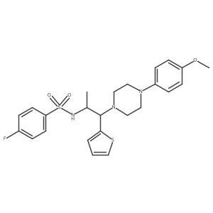 4-fluoro-N-(1-(4-(4-methoxyphenyl)piperazin-1-yl)-1-(thiophen-2-yl)propan-2-yl)benzenesulfonamide结构式