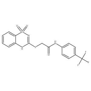 2-((1,1-dioxido-4H-benzo[e][1,2,4]thiadiazin-3-yl)thio)-N-(4-(trifluoromethyl)phenyl)acetamide结构式