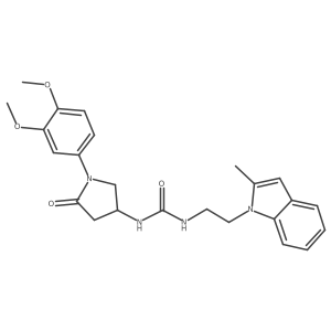 1-(1-(3,4-dimethoxyphenyl)-5-oxopyrrolidin-3-yl)-3-(2-(2-methyl-1H-indol-1-yl)ethyl)urea Structure