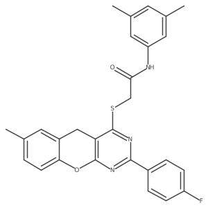 N-(3,5-dimethylphenyl)-2-((2-(4-fluorophenyl)-7-methyl-5H-chromeno[2,3-d]pyrimidin-4-yl)thio)acetamide Structure