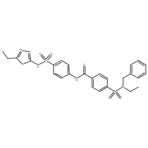4-(N-benzyl-N-ethylsulfamoyl)-N-(4-(N-(5-ethyl-1,3,4-thiadiazol-2-yl)sulfamoyl)phenyl)benzamide结构式