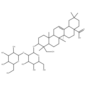 Olean-12-en-28-oic acid, 3-[(2-O-I(2)-D-galactopyranosyl-I(2)-D-glucopyranosyl)oxy]-23-hydroxy-, (3I(2),4I+/-)-结构式