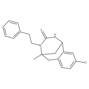 8-chloro-2-methyl-3-phenethyl-5,6-dihydro-2H-2,6-methanobenzo[g][1,3,5]oxadiazocine-4(3H)-thione结构式