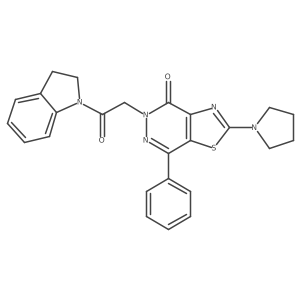 5-(2-(indolin-1-yl)-2-oxoethyl)-7-phenyl-2-(pyrrolidin-1-yl)thiazolo[4,5-d]pyridazin-4(5H)-one Structure