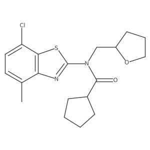 N-(7-chloro-4-methylbenzo[d]thiazol-2-yl)-N-((tetrahydrofuran-2-yl)methyl)cyclopentanecarboxamide结构式