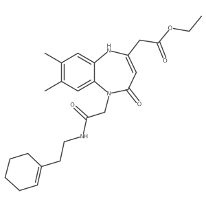 ethyl (5-{2-[(2-cyclohex-1-en-1-ylethyl)amino]-2-oxoethyl}-7,8-dimethyl-4-oxo-4,5-dihydro-1H-1,5-benzodiazepin-2-yl)acetate Structure
