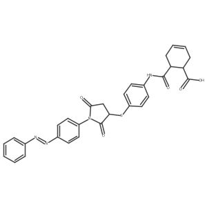 3-Cyclohexene-1-carboxylic acid, 6-[[[4-[[2,5-dioxo-1-[4-(2-phenyldiazenyl)phenyl]-3-pyrrolidinyl]thio]phenyl]amino]carbonyl]- Structure