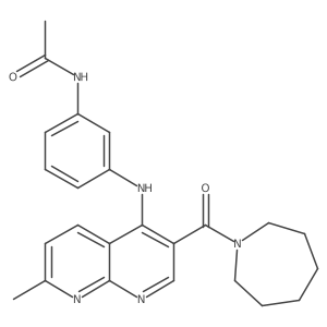 N-(3-{[3-(azepane-1-carbonyl)-7-methyl-1,8-naphthyridin-4-yl]amino}phenyl)acetamide Structure
