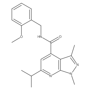 6-isopropyl-N~4~-(2-methoxybenzyl)-1,3-dimethyl-1H-pyrazolo[3,4-b]pyridine-4-carboxamide结构式