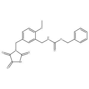 Carbamic acid, N-[[2-methoxy-5-[(2,4,5-trioxo-1-imidazolidinyl)methyl]phenyl]methyl]-, phenylmethyl ester Structure