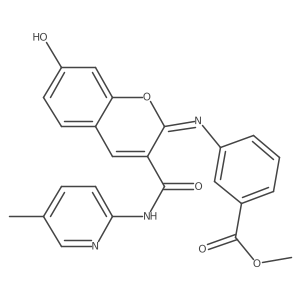methyl 3-({(2Z)-7-hydroxy-3-[(5-methylpyridin-2-yl)carbamoyl]-2H-chromen-2-ylidene}amino)benzoate结构式