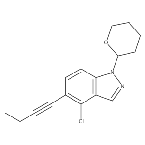 5-(But-1-yn-1-yl)-4-chloro-1-(tetrahydro-2H-pyran-2-yl)-1H-indazole结构式