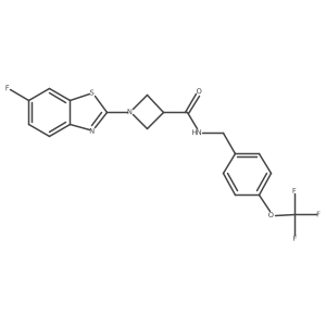 1-(6-fluorobenzo[d]thiazol-2-yl)-N-(4-(trifluoromethoxy)benzyl)azetidine-3-carboxamide结构式