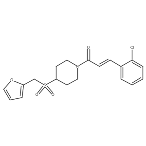 (E)-3-(2-chlorophenyl)-1-(4-((furan-2-ylmethyl)sulfonyl)piperidin-1-yl)prop-2-en-1-one结构式