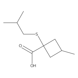 1-(Isobutylthio)-3-methylcyclobutane-1-carboxylic acid结构式
