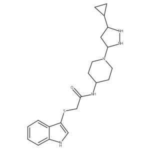 N-[1-(5-cyclopropylpyrazolidin-3-yl)piperidin-4-yl]-2-(1H-indol-3-ylsulfanyl)acetamide Structure