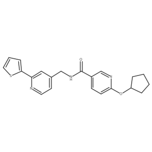 6-(cyclopentyloxy)-N-((2-(thiophen-2-yl)pyridin-4-yl)methyl)nicotinamide Structure