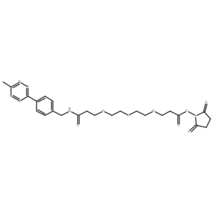 Methyltetrazine-amino-PEG3-CH2CH2COONHS Structure
