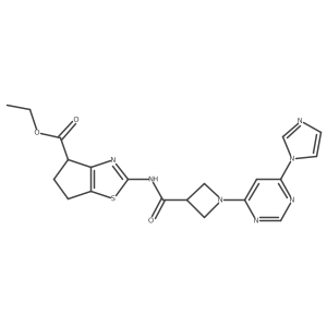 ethyl 2-(1-(6-(1H-imidazol-1-yl)pyrimidin-4-yl)azetidine-3-carboxamido)-5,6-dihydro-4H-cyclopenta[d]thiazole-4-carboxylate Structure