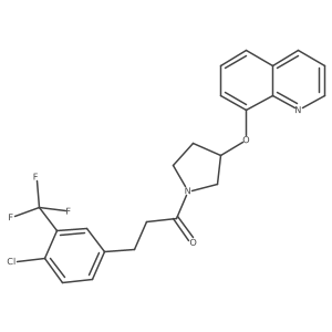3-(4-Chloro-3-(trifluoromethyl)phenyl)-1-(3-(quinolin-8-yloxy)pyrrolidin-1-yl)propan-1-one结构式
