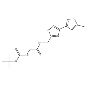 Tert-butyl (2-(((3-(5-methylisoxazol-3-yl)-1,2,4-oxadiazol-5-yl)methyl)amino)-2-oxoethyl)carbamate结构式