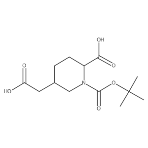 1-[(tert-Butoxy)carbonyl]-5-(carboxymethyl)piperidine-2-carboxylic acid结构式