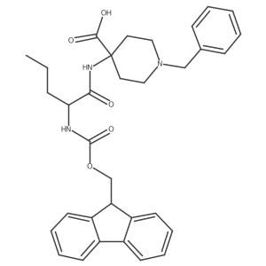 1-benzyl-4-[(2R)-2-({[(9H-fluoren-9-yl)methoxy]carbonyl}amino)pentanamido]piperidine-4-carboxylic acid Structure