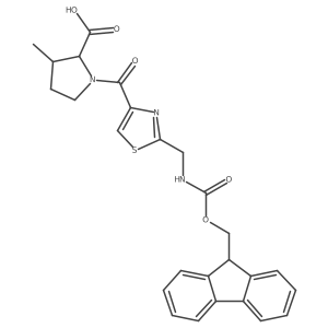 1-{2-[({[(9H-fluoren-9-yl)methoxy]carbonyl}amino)methyl]-1,3-thiazole-4-carbonyl}-3-methylpyrrolidine-2-carboxylic acid Structure