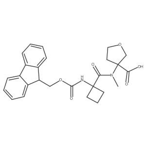 3-[N-methyl1-({[(9H-fluoren-9-yl)methoxy]carbonyl}amino)cyclobutaneamido]oxolane-3-carboxylic acid Structure
