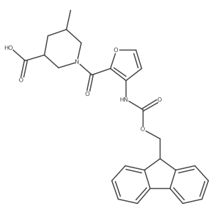 1-[3-({[(9H-fluoren-9-yl)methoxy]carbonyl}amino)furan-2-carbonyl]-5-methylpiperidine-3-carboxylic acid Structure