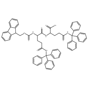 (S)-2-((S)-2-((((9H-Fluoren-9-yl)methoxy)carbonyl)amino)-5-oxo-5-(tritylamino)pentanamido)-5-oxo-5-(tritylamino)pentanoic acid Structure