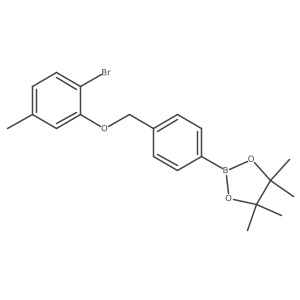 2-[4-[(2-Bromo-5-methyl-phenoxy)methyl]phenyl]-4,4,5,5-tetramethyl-1,3,2-dioxaborolane结构式