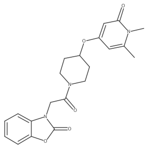 3-(2-(4-((1,6-dimethyl-2-oxo-1,2-dihydropyridin-4-yl)oxy)piperidin-1-yl)-2-oxoethyl)benzo[d]oxazol-2(3H)-one Structure