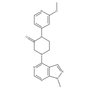 1-(2-methoxypyridin-4-yl)-4-{1-methyl-1H-pyrazolo[3,4-d]pyrimidin-4-yl}piperazin-2-one结构式