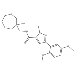 3-(2,5-dimethoxyphenyl)-N-[(6-hydroxy-1,4-dithiepan-6-yl)methyl]-1-methyl-1H-pyrazole-5-carboxamide Structure