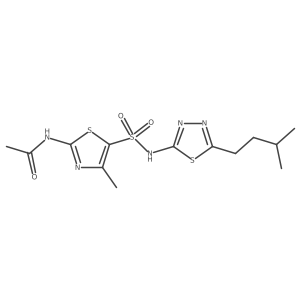 N-[4-Methyl-5-[[5-(3-methylbutyl)-1,3,4-thiadiazol-2-yl]sulfamoyl]-1,3-thiazol-2-yl]acetamide结构式