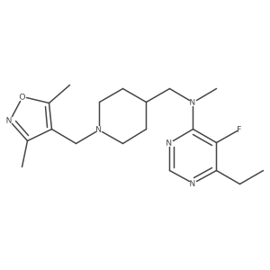 N-({1-[(3,5-dimethyl-1,2-oxazol-4-yl)methyl]piperidin-4-yl}methyl)-6-ethyl-5-fluoro-N-methylpyrimidin-4-amine结构式