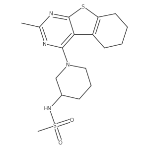 N-[1-(2-methyl-5,6,7,8-tetrahydro-[1]benzothiolo[2,3-d]pyrimidin-4-yl)piperidin-3-yl]methanesulfonamide结构式