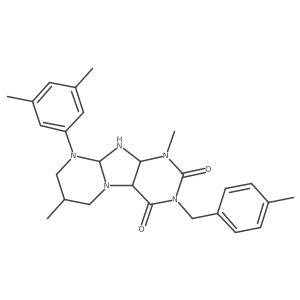 9-(3,5-dimethylphenyl)-1,7-dimethyl-3-[(4-methylphenyl)methyl]-6,7,8,9a,10,10a-hexahydro-4aH-purino[7,8-a]pyrimidine-2,4-dione结构式
