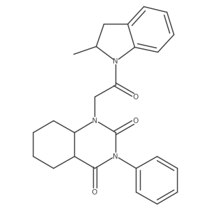 1-[2-(2-Methyl-2,3-dihydroindol-1-yl)-2-oxoethyl]-3-phenyl-4a,5,6,7,8,8a-hexahydroquinazoline-2,4-dione Structure