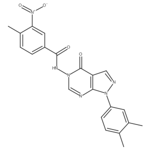 N-(1-(3,4-dimethylphenyl)-4-oxo-1H-pyrazolo[3,4-d]pyrimidin-5(4H)-yl)-4-methyl-3-nitrobenzamide结构式