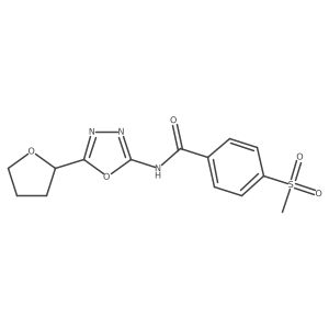4-(methylsulfonyl)-N-(5-(tetrahydrofuran-2-yl)-1,3,4-oxadiazol-2-yl)benzamide结构式