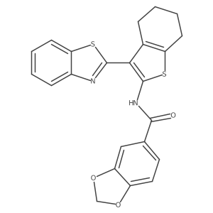 N-(3-(benzo[d]thiazol-2-yl)-4,5,6,7-tetrahydrobenzo[b]thiophen-2-yl)benzo[d][1,3]dioxole-5-carboxamide结构式
